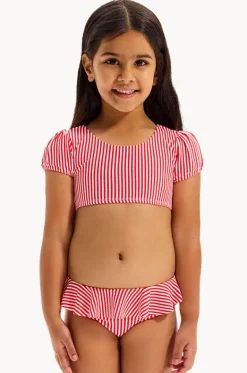 Girls Textured Stripe Tie Crop Set|Seafolly Girls Sale