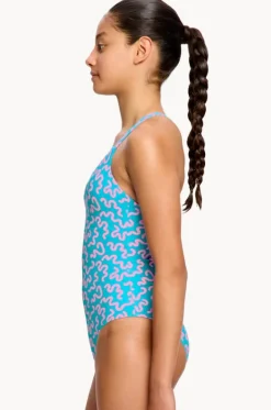 Girls Wavy Cross Back One Piece|Modibodi Online
