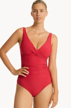 Honeycomb Cross Front One Piece|Sea Level