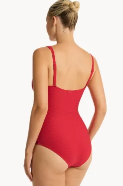 Honeycomb Cross Front One Piece|Sea Level