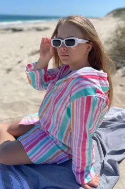 Kids Hawaiian Stripe Hooded Towel Robe 5-7Y|Back Beach Co