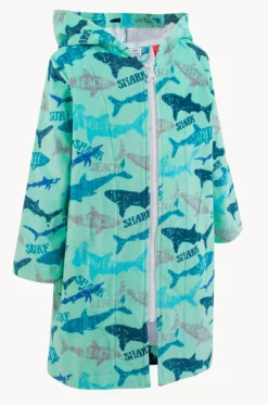 Kids Sharky Hooded Towelling Robe 5-7Y|Back Beach Co Outlet