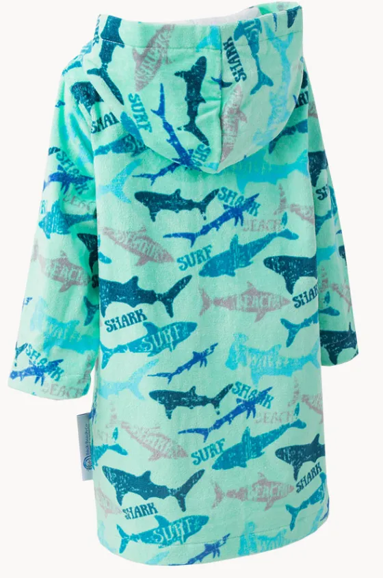 Kids Sharky Hooded Towelling Robe 5-7Y|Back Beach Co Outlet
