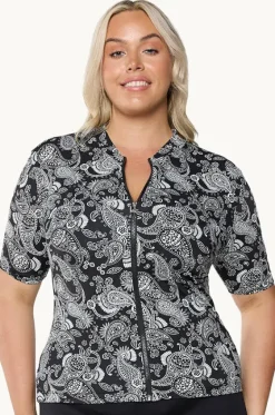 Mono Paisley Short Sleeve Suntop|Capriosca Outlet