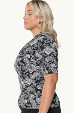 Mono Paisley Short Sleeve Suntop|Capriosca Outlet