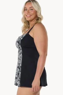 Mono Paisley Wide Strap Swim Dress|Capriosca Online