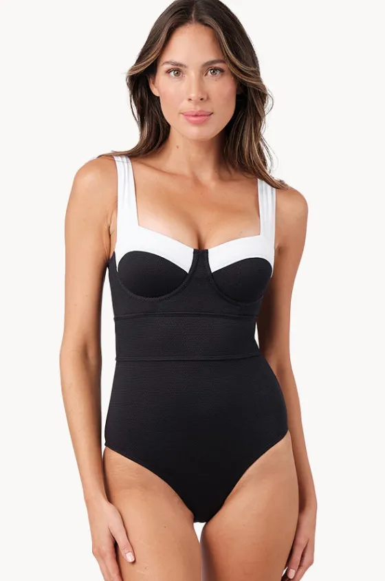 Monochrome Texture Bustier Balconette One Piece|Une Piece New