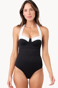 Monochrome Texture Bustier Balconette One Piece|Une Piece New
