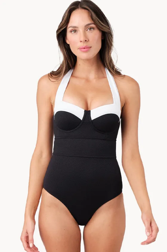 Monochrome Texture Bustier Balconette One Piece|Une Piece New