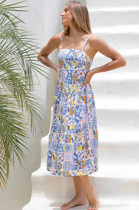 Moroccan Tiles Ellie Midi Dress|Go Girl Clearance