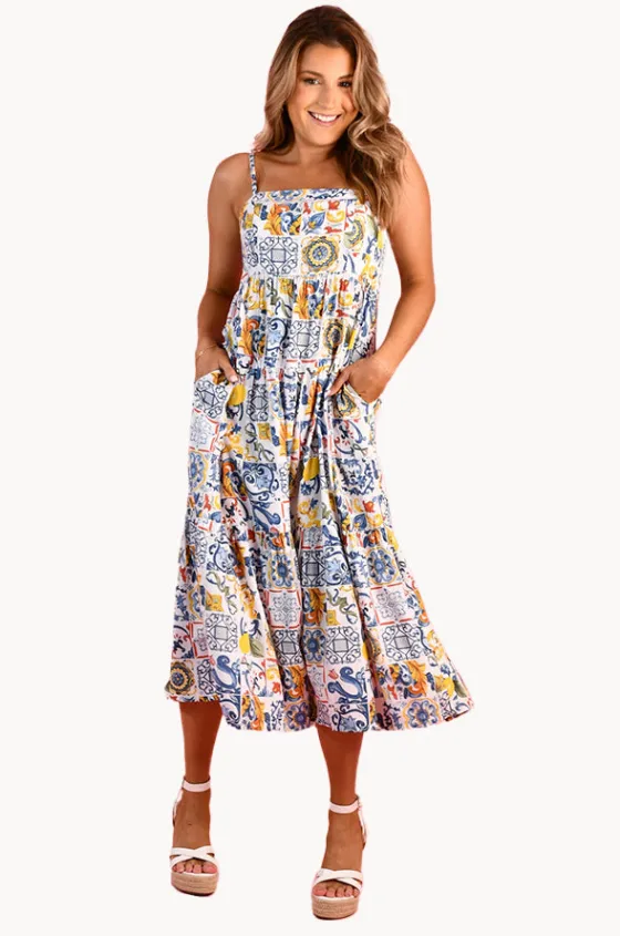 Moroccan Tiles Ellie Midi Dress|Go Girl Clearance