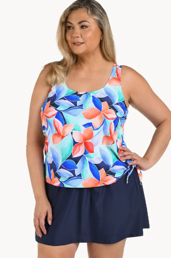 Mosaic Leaves Skirtini Swim Dress +|Maxine Online