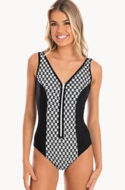 Odesssa Zip V Neck One Piece|Togs Swimwear Best