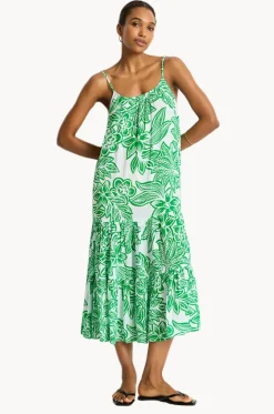 Palmera Resort Tiered Midi Sundress|Sea Level Clearance