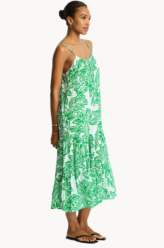 Palmera Resort Tiered Midi Sundress|Sea Level Clearance