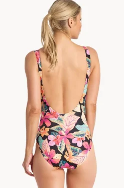 Phuket Gathered Surplice One Piece|Jantzen Clearance