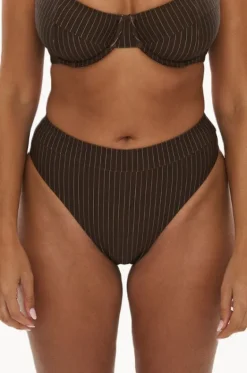 Pinstripe High Leg Brief|Raq Apparel