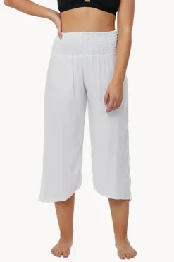 Plain 3/4 Rouched Tie Pants|Go Girl Online