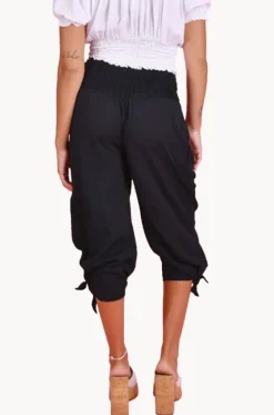 Plain 3/4 Rouched Tie Pants|Go Girl Sale