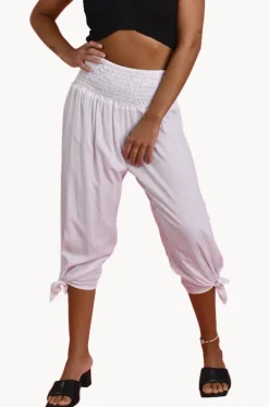 Plain 3/4 Rouched Tie Pants|Go Girl Online