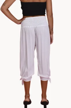 Plain 3/4 Rouched Tie Pants|Go Girl Online