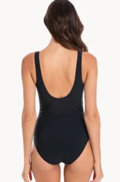 Plain Gathered Cross Over One Piece|Togs Swimwear Hot