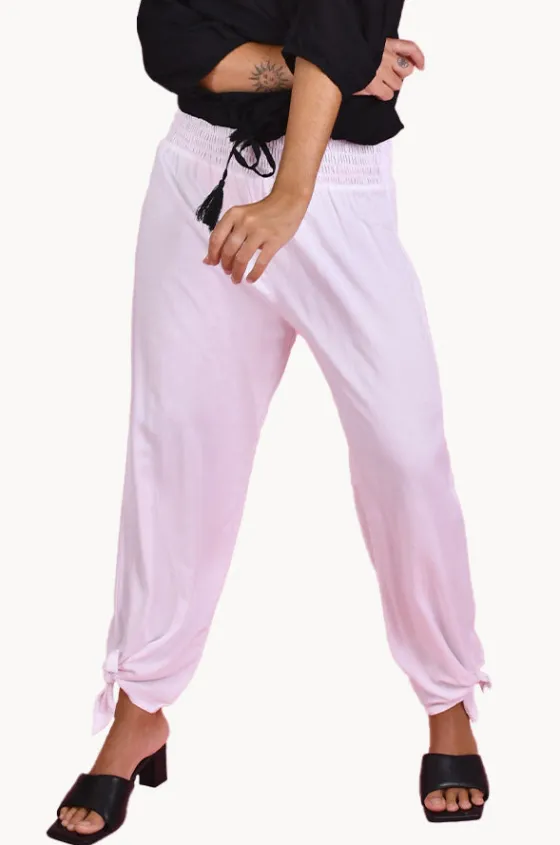Plain Long Rouched Tie Pants|Go Girl Outlet