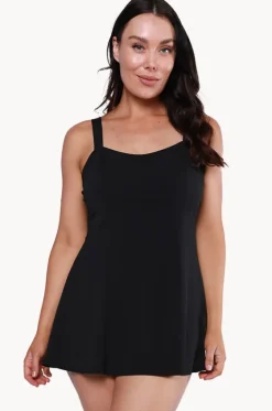 Plain Panelled Swim Dress +|Capriosca Outlet