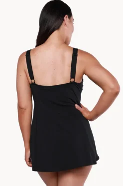 Plain Panelled Swim Dress +|Capriosca Outlet