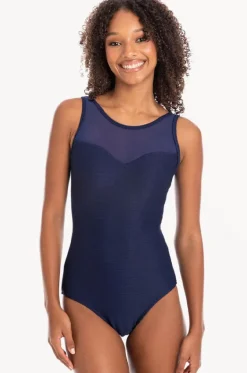 Plain Textured Mesh High Neck One Piece|Togs Swimwear New