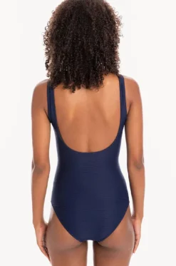 Plain Textured Mesh High Neck One Piece|Togs Swimwear New