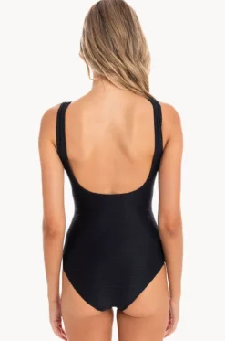Plain Textured Mesh High Neck One Piece|Togs Swimwear Outlet