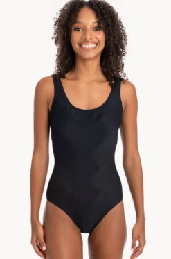 Plain Textured Round Neck One Piece|Togs Swimwear Sale