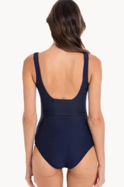 Plain Textured Square Neck One Piece|Togs Swimwear Discount