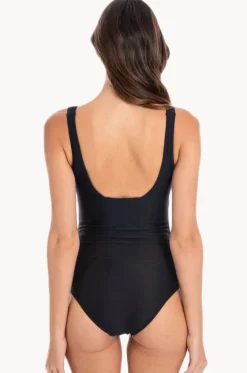 Plain Textured Square Neck One Piece|Togs Swimwear Outlet