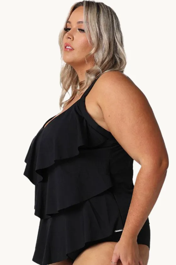 Plain Tiered Frill Tankini Separate|Capriosca New