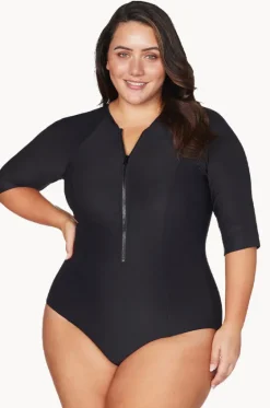 Plains Short Sleeve Zip Sunsuit|Artesands Hot