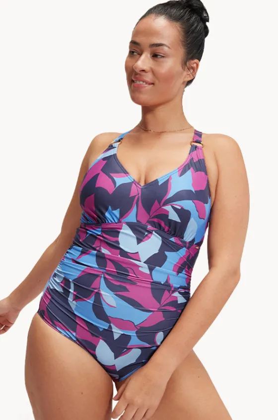 Printed Shaping V Neck One Piece|Speedo New