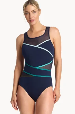 Rozella Taped High Neck One Piece|Poolproof Best