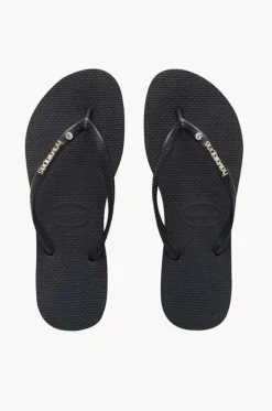 Slim Metal Logo Crystal Thong|Havaianas New