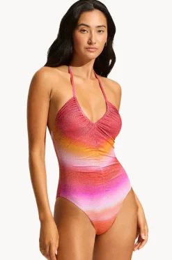 Spectrum Drawstring V Neck One Piece|Seafolly Best