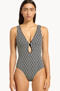 Spring Geo Plunge One Piece|Jets Discount