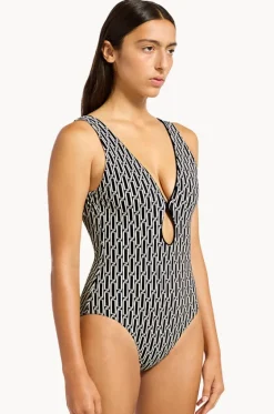 Spring Geo Plunge One Piece|Jets Discount