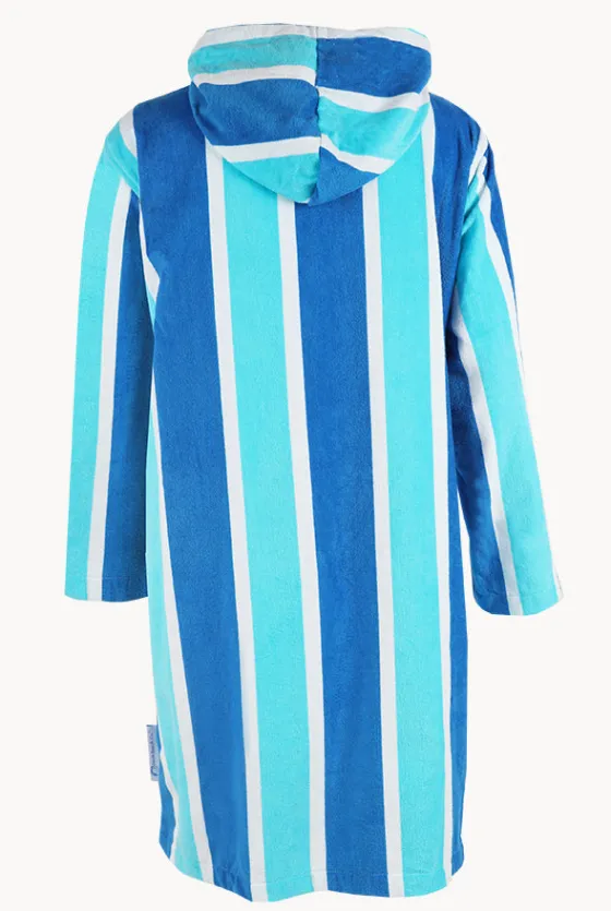 Stripe Hooded Towelling Robe S/M|Back Beach Co Clearance