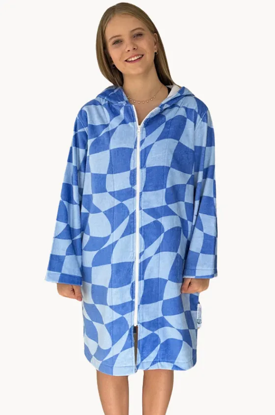 Tidal Checker Hooded Towelling Robe M/L|Back Beach Co Discount