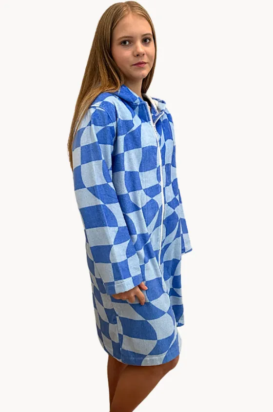 Tidal Checker Hooded Towelling Robe M/L|Back Beach Co Discount