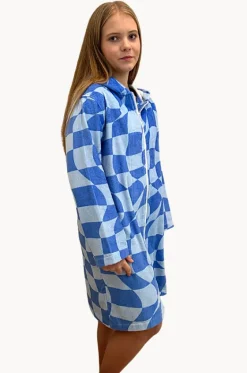 Tidal Checker Hooded Towelling Robe L/XL|Back Beach Co New