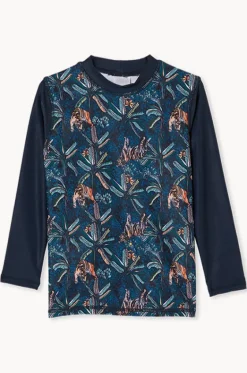 Toddler Boys Tiger Palm Long Sleeve Suntop|Milky Hot