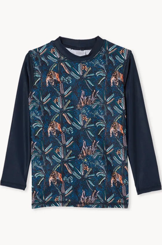 Toddler Boys Tiger Palm Long Sleeve Suntop|Milky Hot