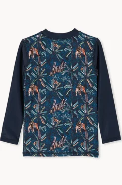 Toddler Boys Tiger Palm Long Sleeve Suntop|Milky Hot